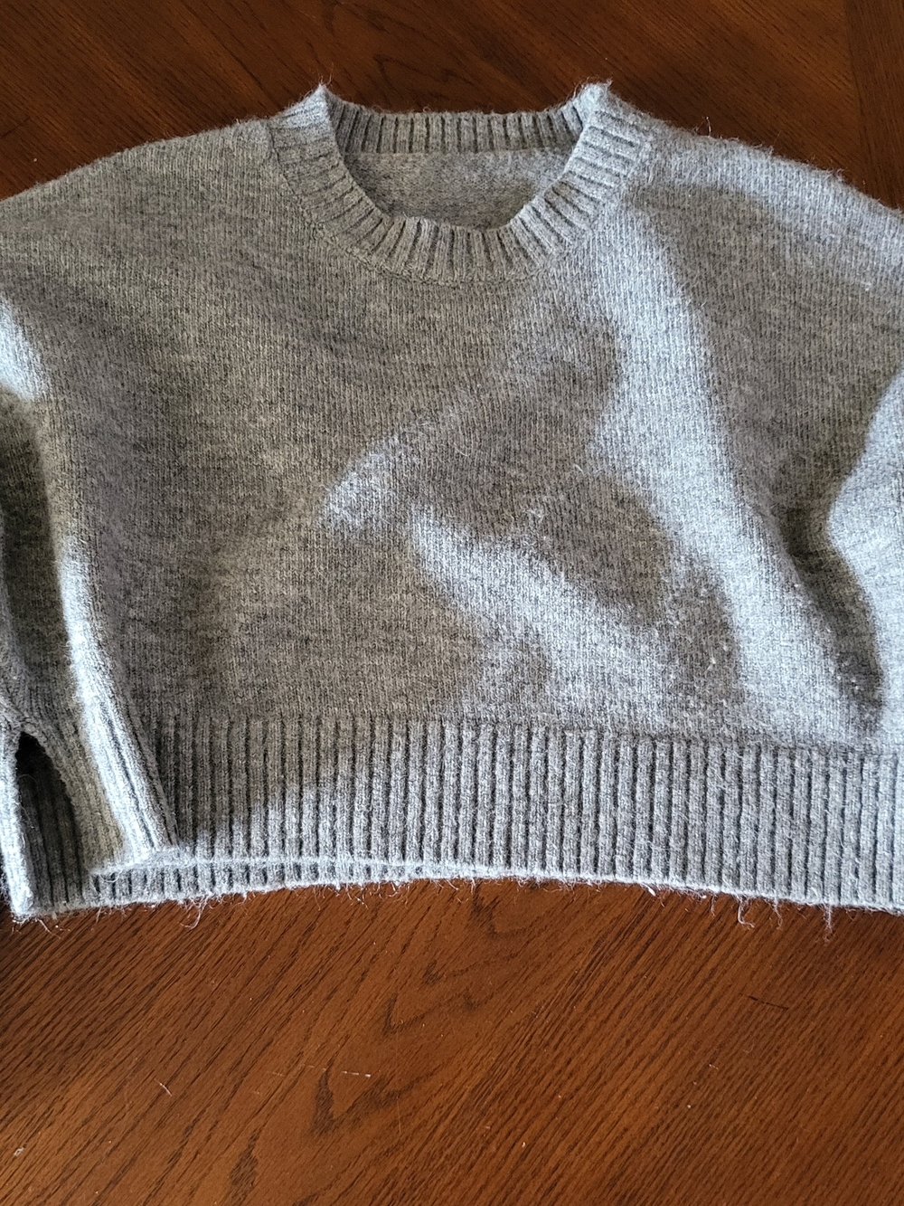 Gray Oversized Cropped Knit Sweater Size M